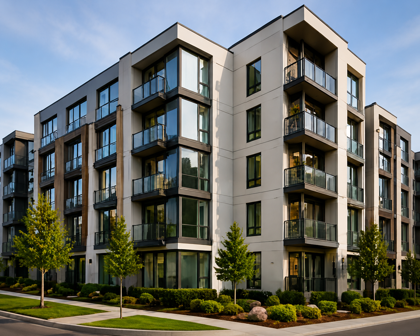 Modern multi-tenant property representing building systems and tenant service support