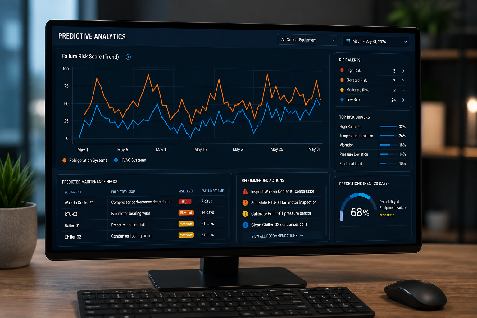Predictive maintenance analytics for mechanical equipment